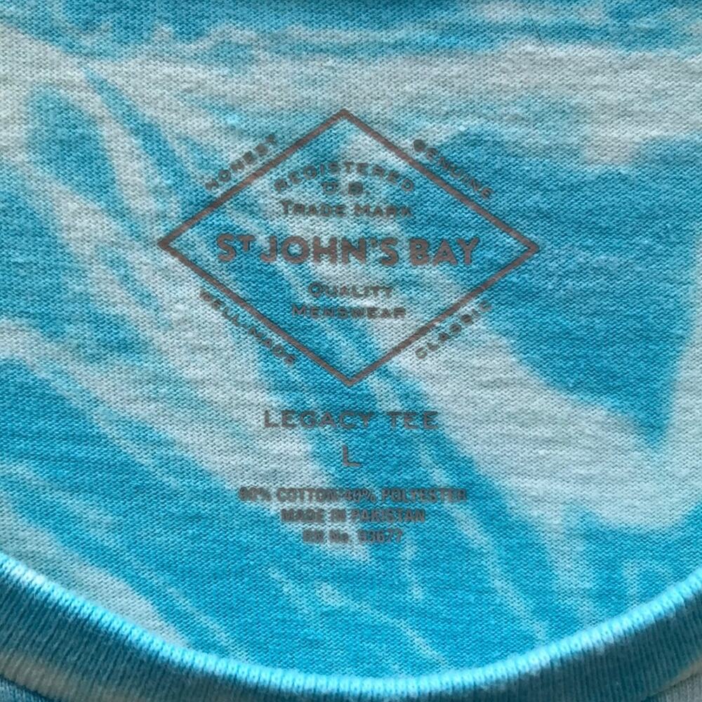 Blue Aqua White Spiral Custom Acid Tie Dye Short Sleeve Cotton T-Shirt Men Large - Picture 7 of 7